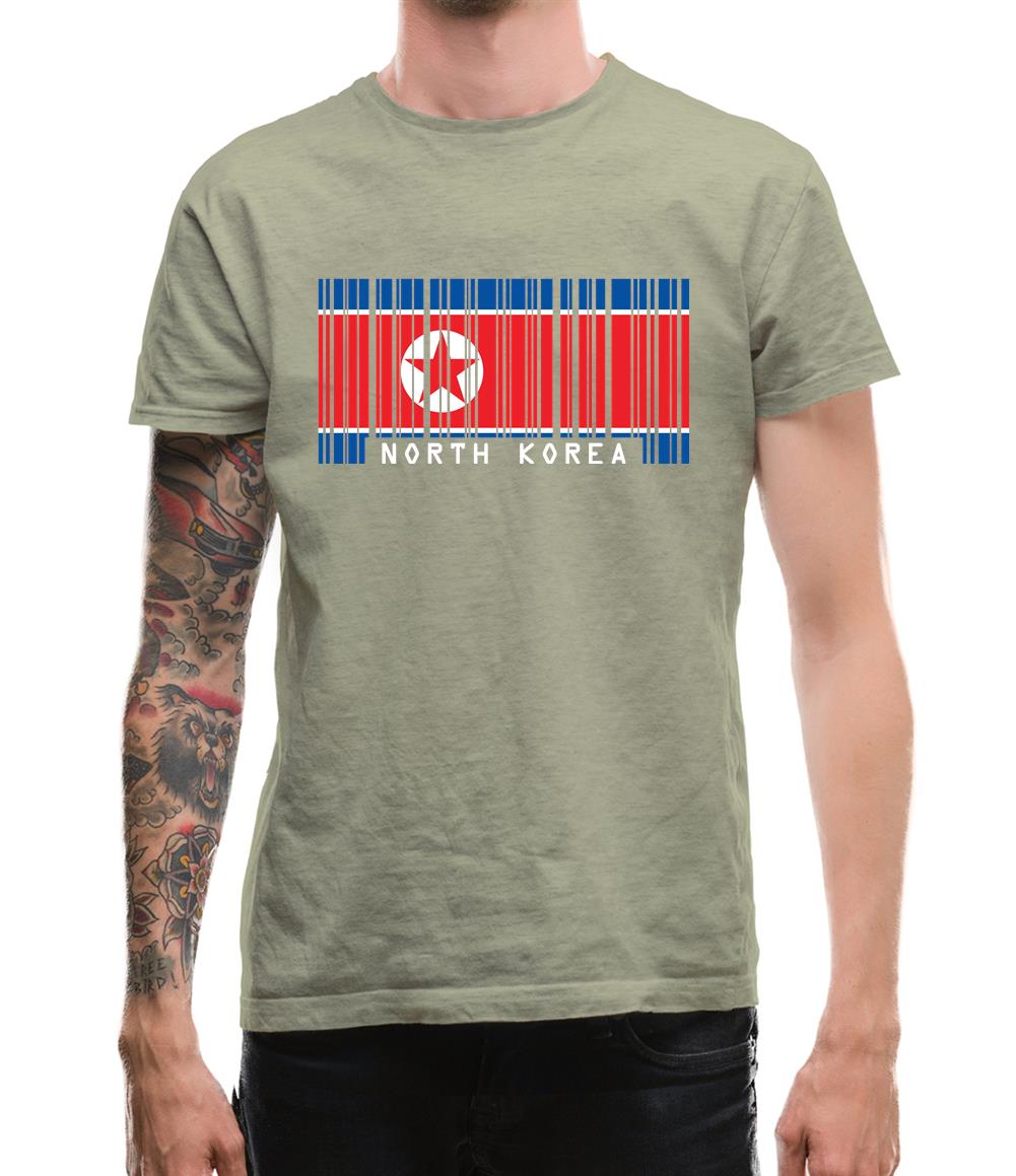 North Korea  Barcode Style Flag Mens T-Shirt
