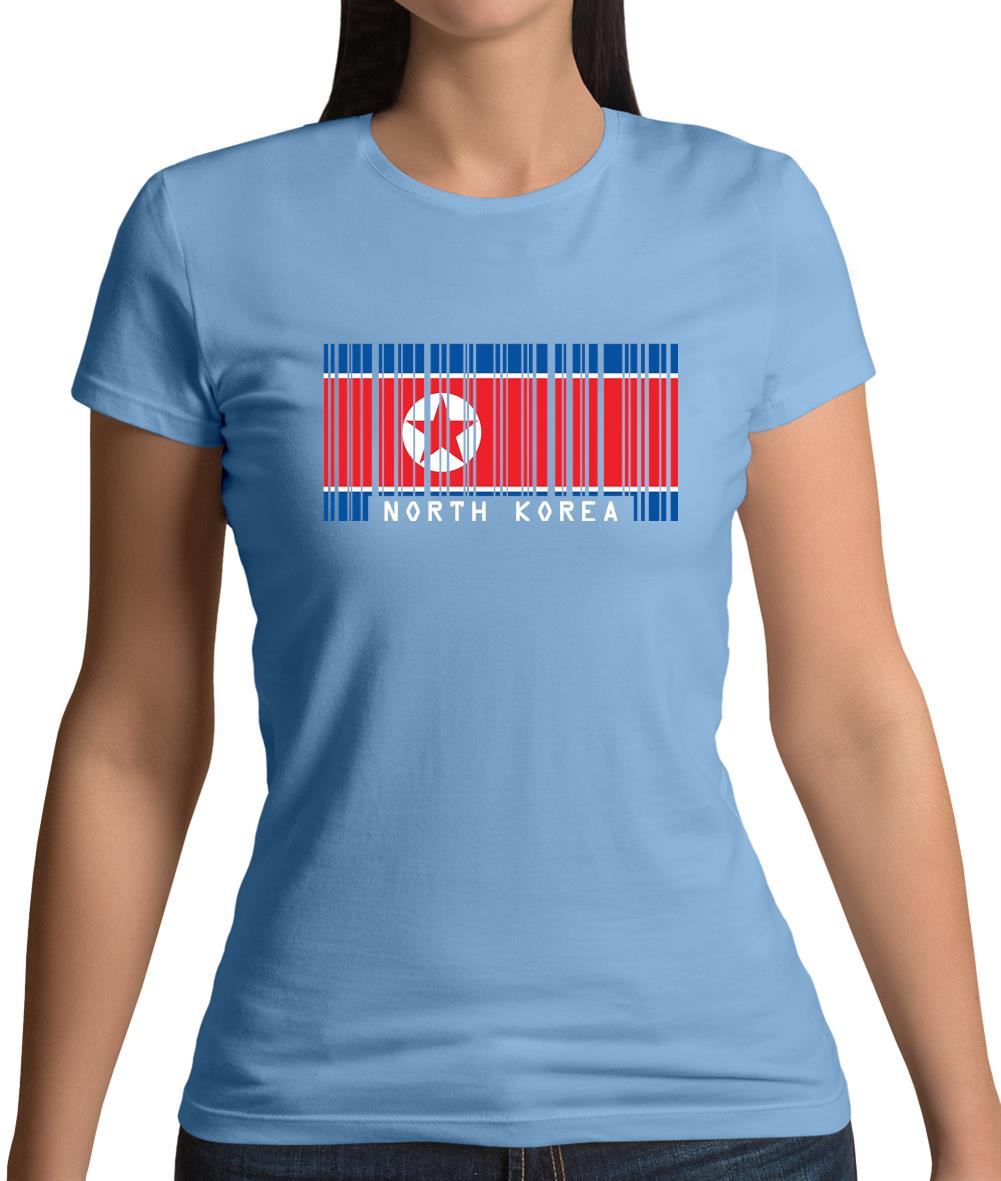 North Korea  Barcode Style Flag Womens T-Shirt