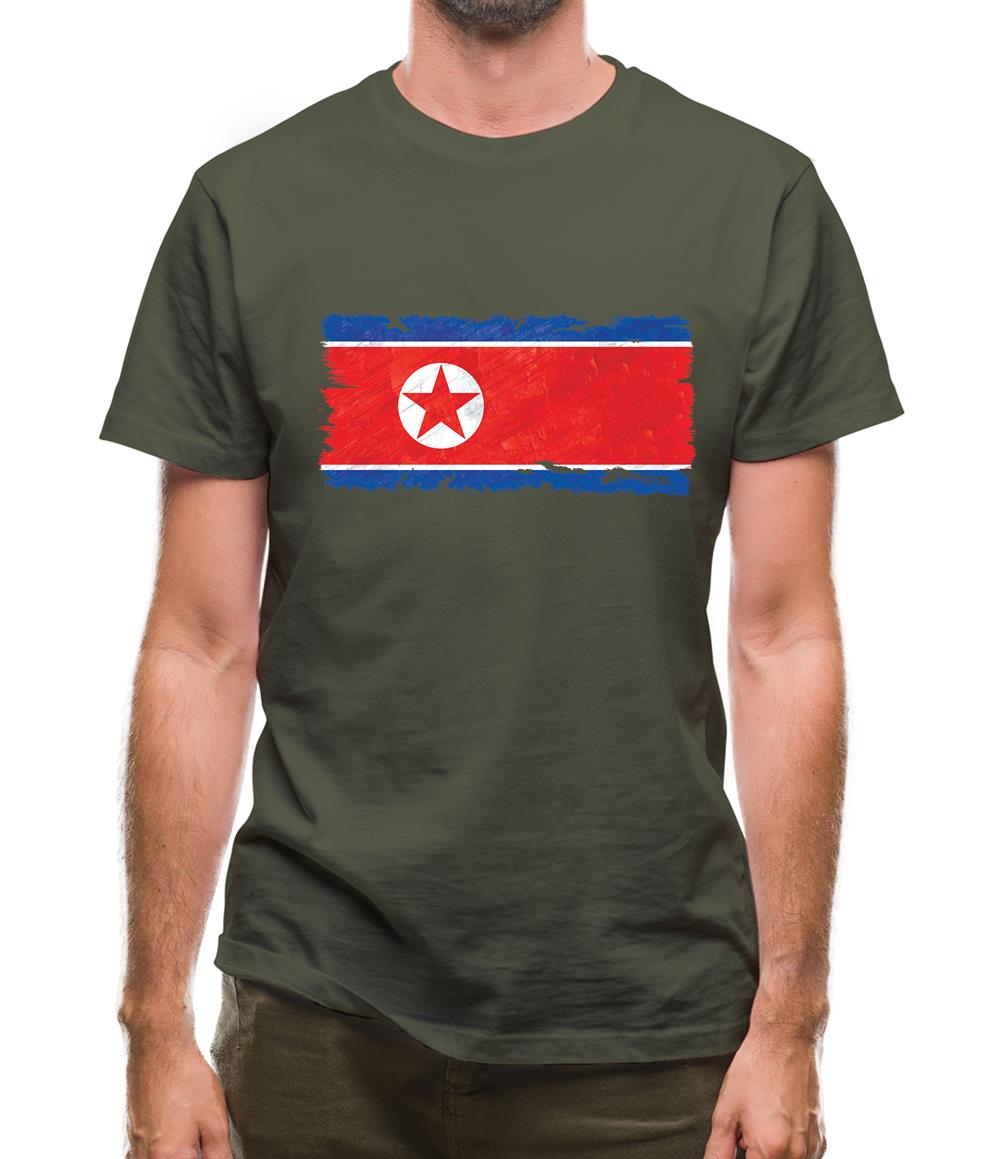 North Korea Grunge Style Flag Mens T-Shirt