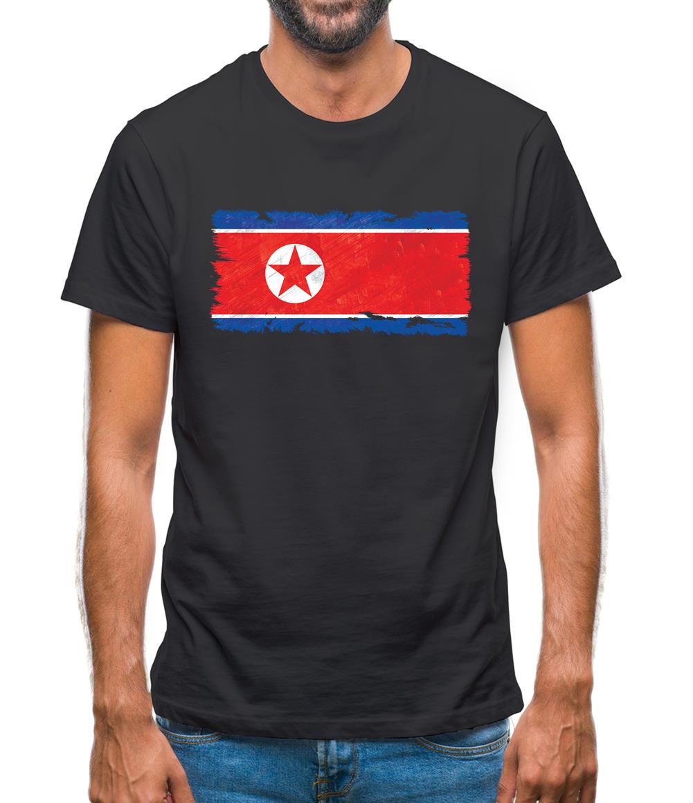 North Korea Grunge Style Flag Mens T-Shirt