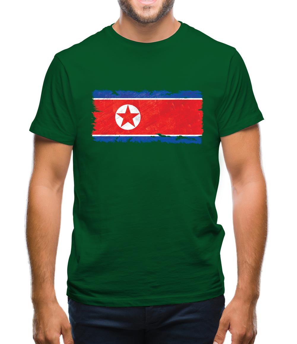 North Korea Grunge Style Flag Mens T-Shirt