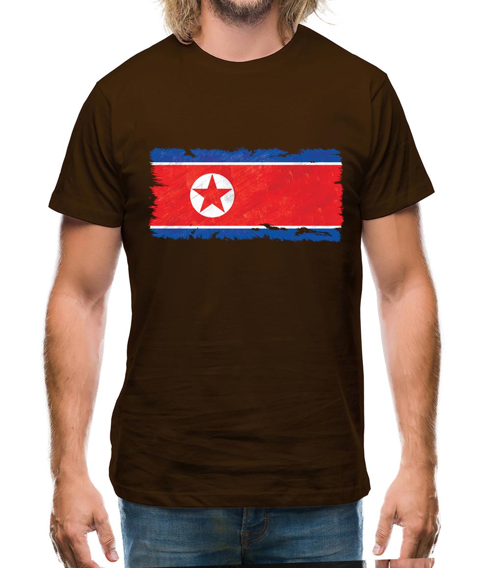 North Korea Grunge Style Flag Mens T-Shirt