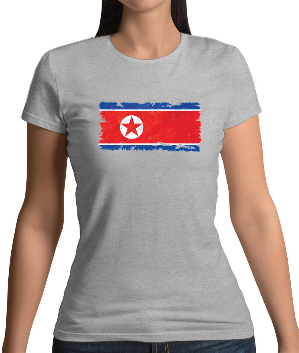 North Korea Grunge Style Flag Womens T-Shirt