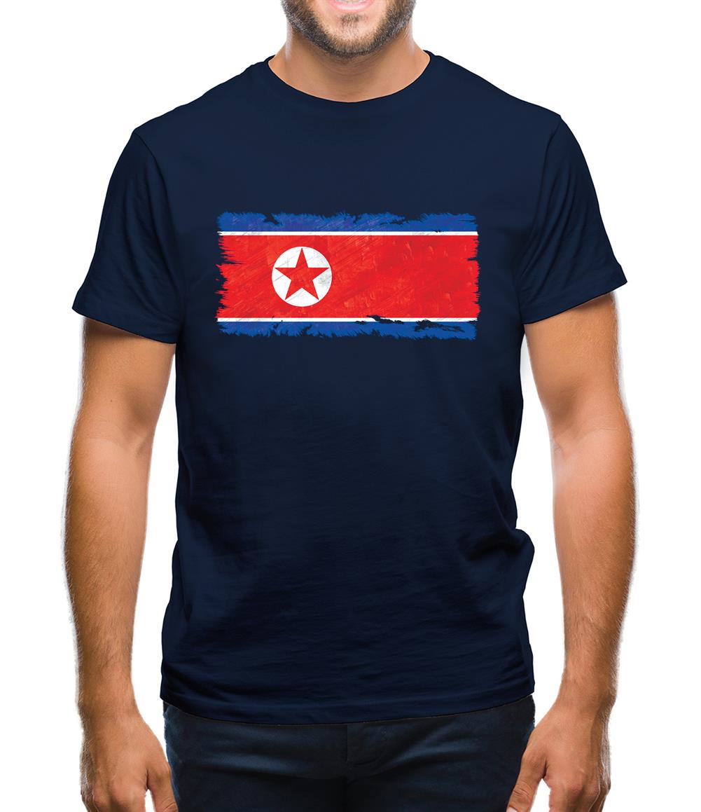 North Korea Grunge Style Flag Mens T-Shirt