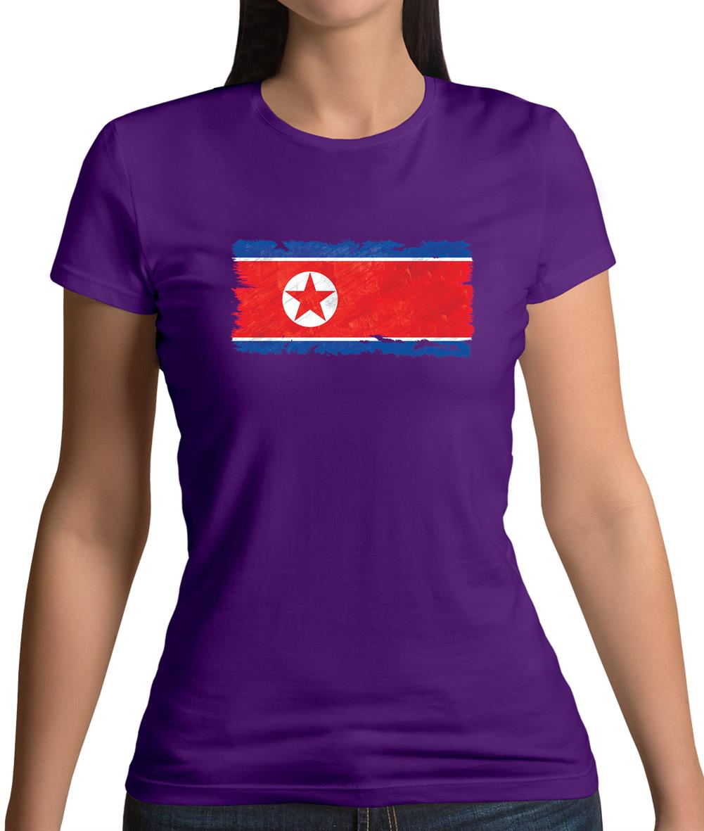 North Korea Grunge Style Flag Womens T-Shirt