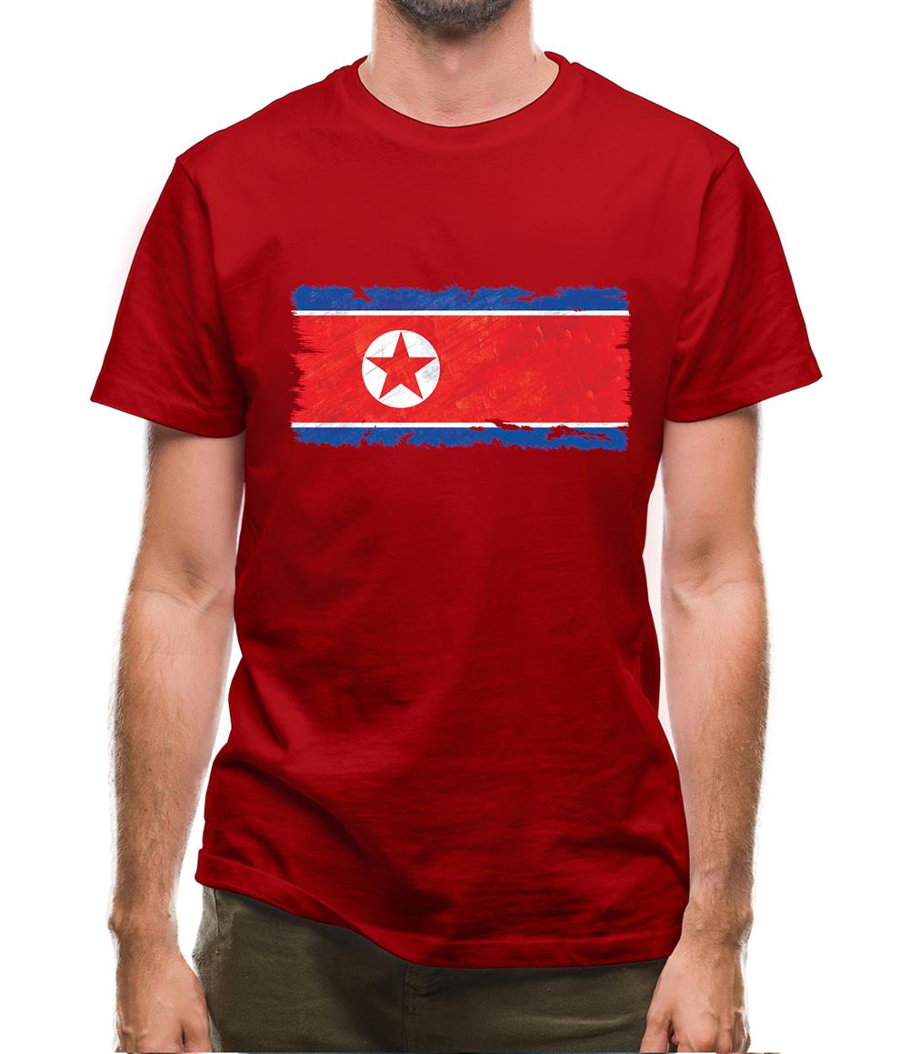 North Korea Grunge Style Flag Mens T-Shirt