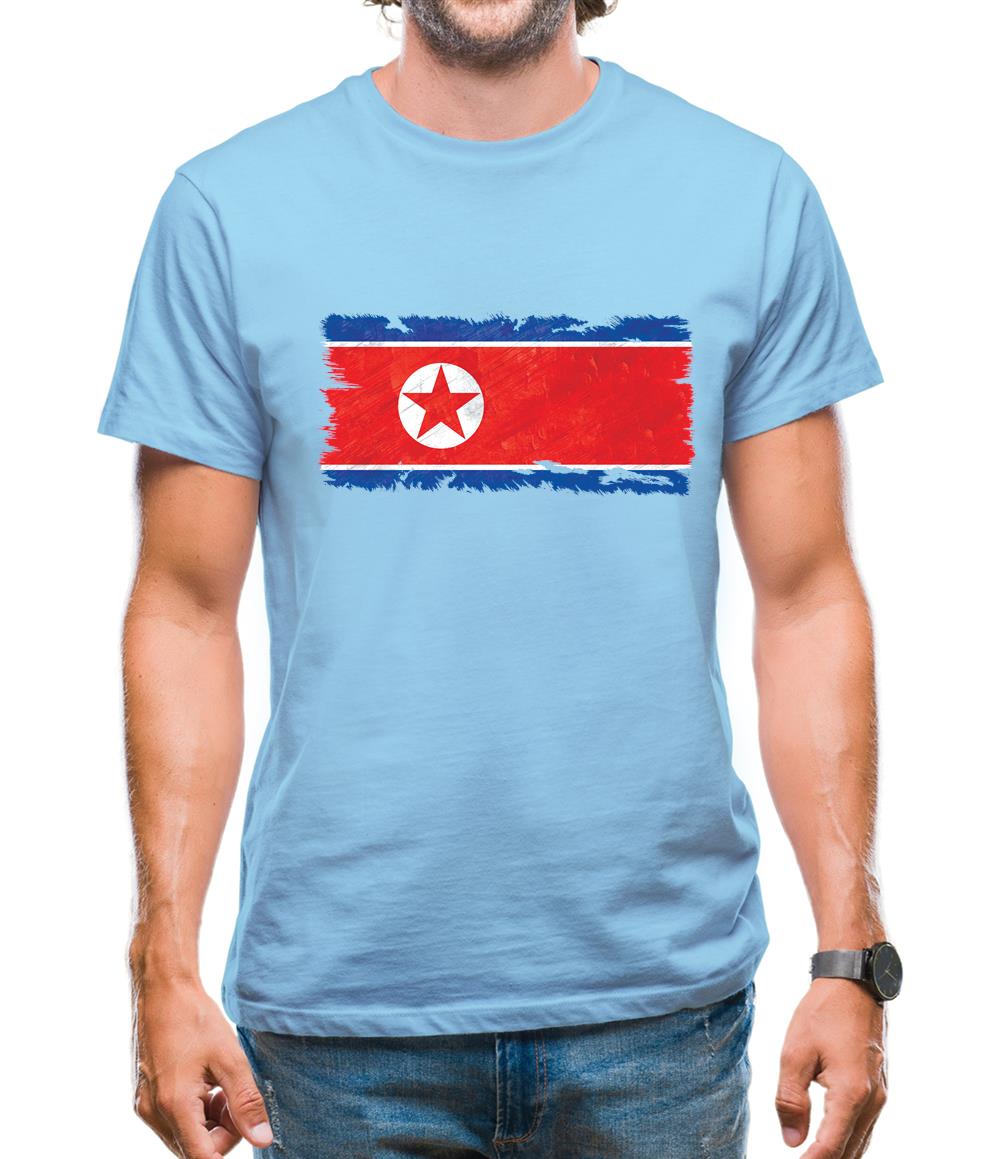 North Korea Grunge Style Flag Mens T-Shirt