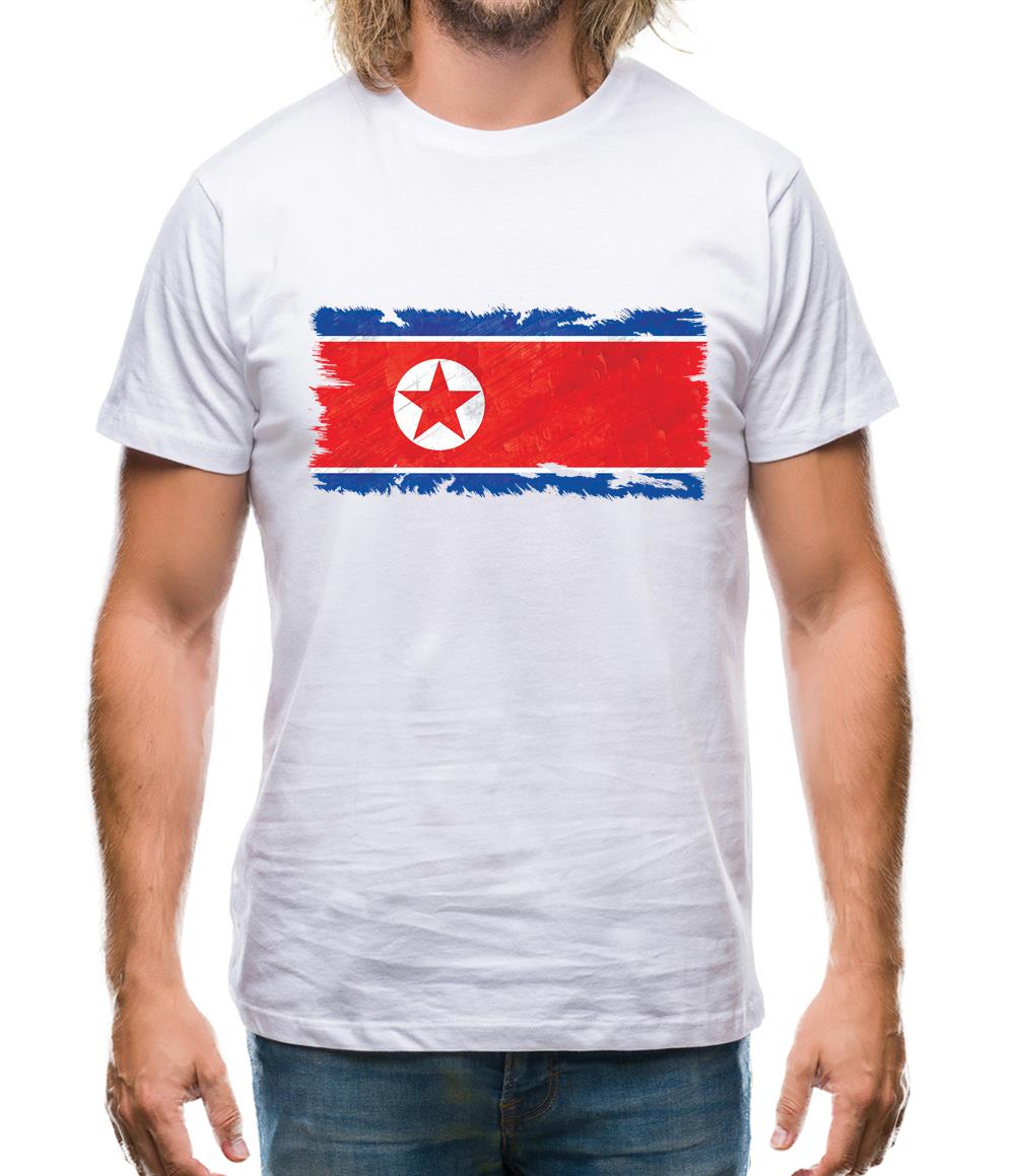 North Korea Grunge Style Flag Mens T-Shirt