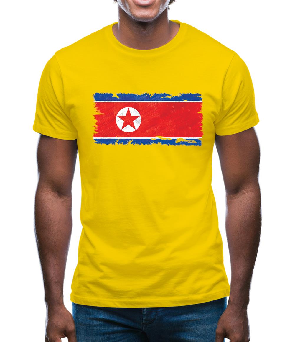 North Korea Grunge Style Flag Mens T-Shirt