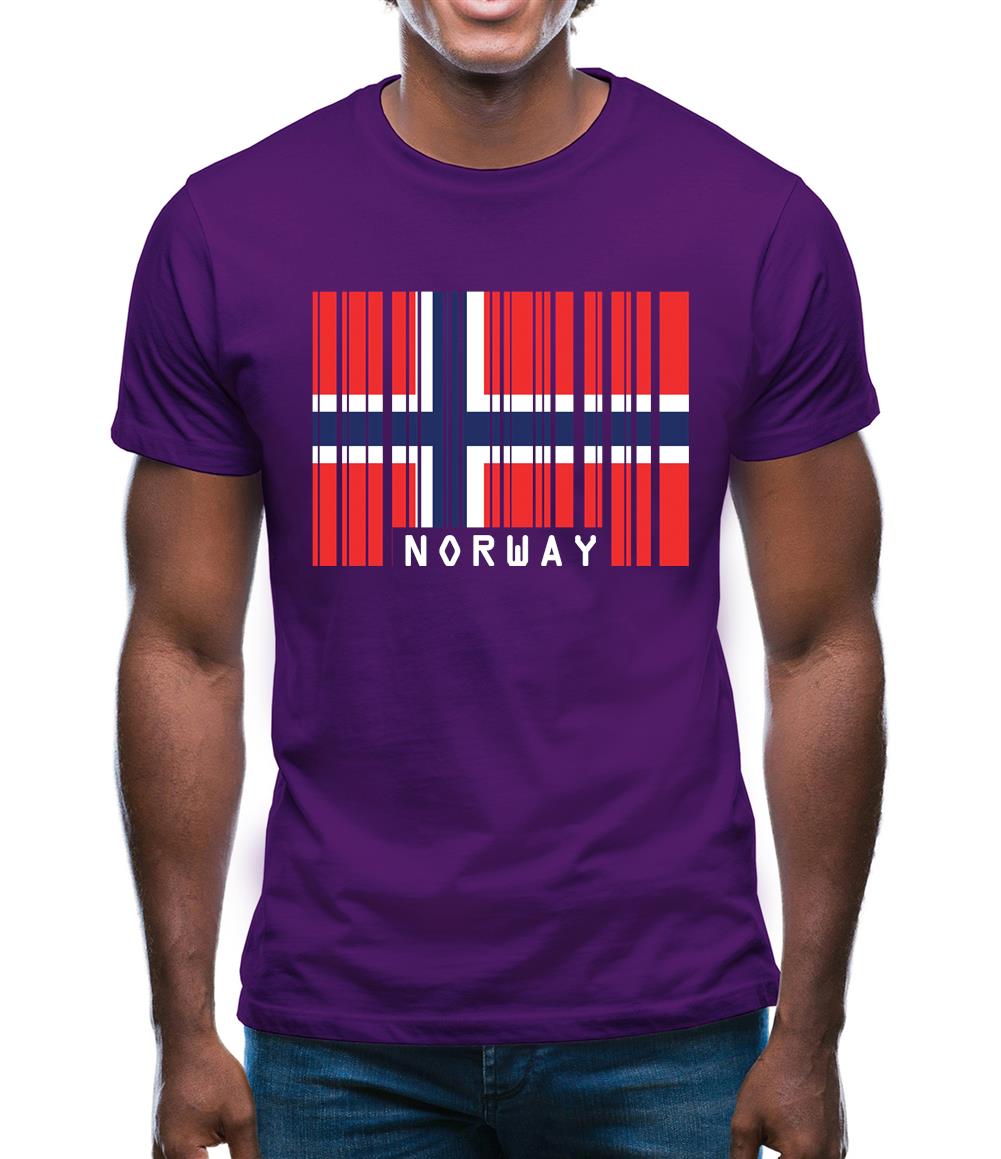 Norway Barcode Style Flag Mens T-Shirt