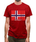 Norway Barcode Style Flag Mens T-Shirt