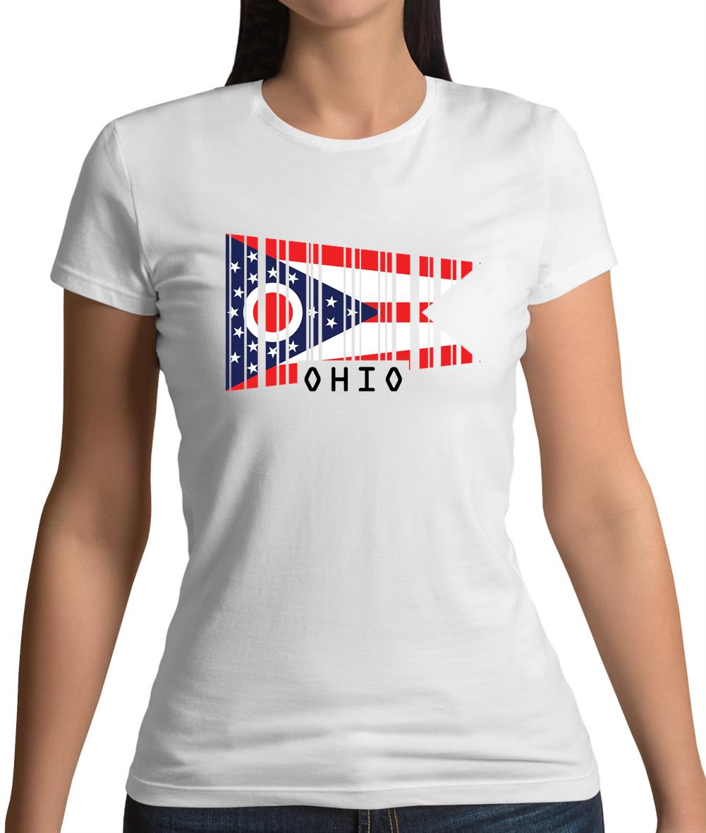 Ohio Barcode Style Flag Womens T-Shirt