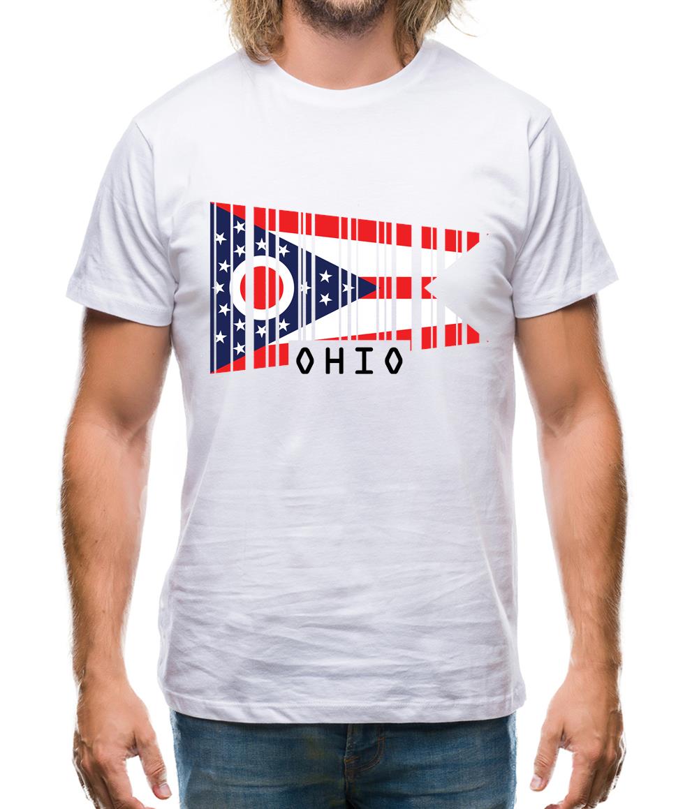 Ohio Barcode Style Flag Mens T-Shirt