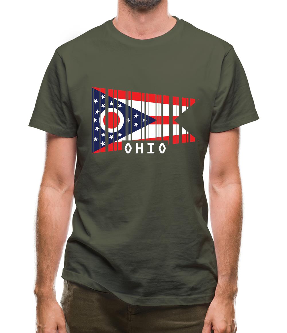 Ohio Barcode Style Flag Mens T-Shirt