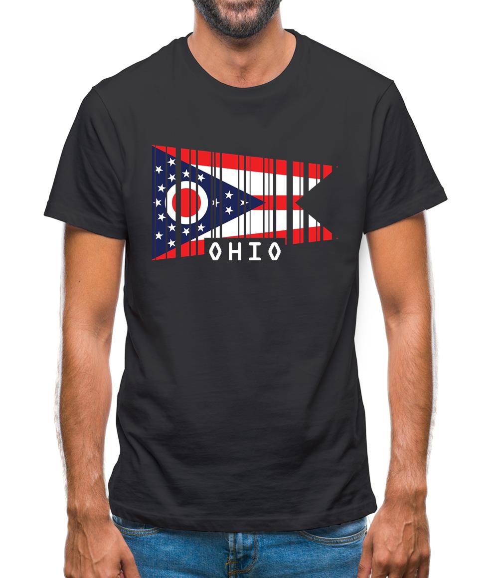 Ohio Barcode Style Flag Mens T-Shirt