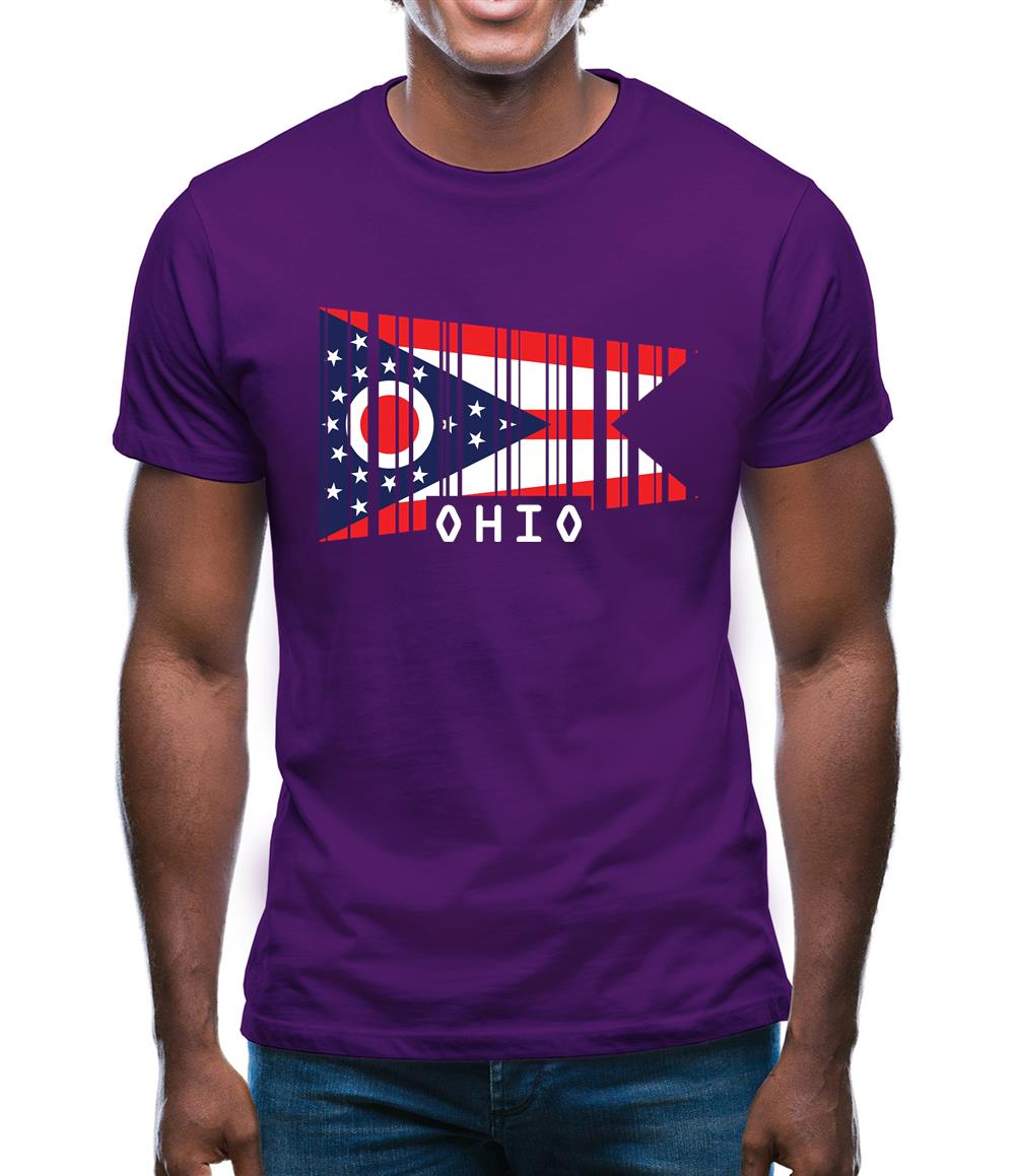 Ohio Barcode Style Flag Mens T-Shirt