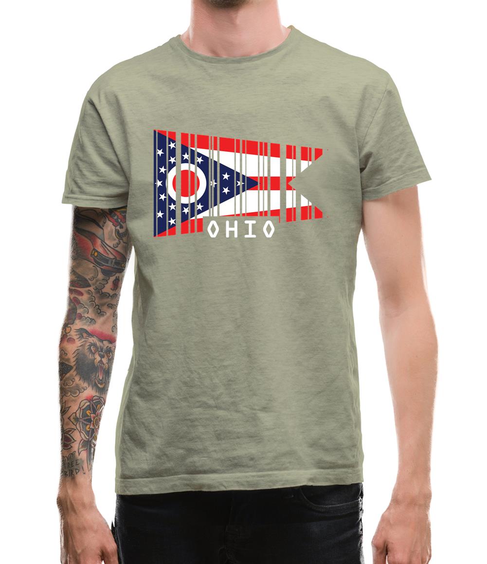 Ohio Barcode Style Flag Mens T-Shirt