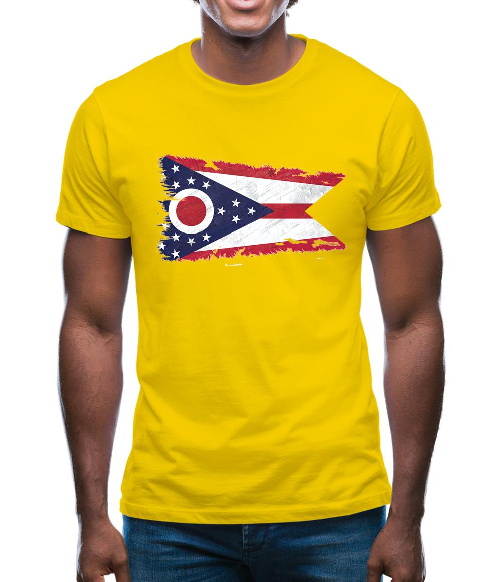 Ohio Grunge Style Flag Mens T-Shirt