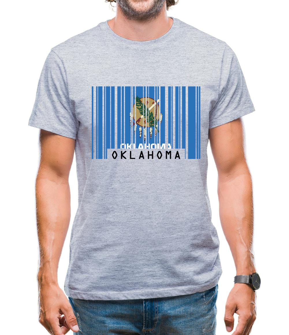 Oklahoma Barcode Style Flag Mens T-Shirt