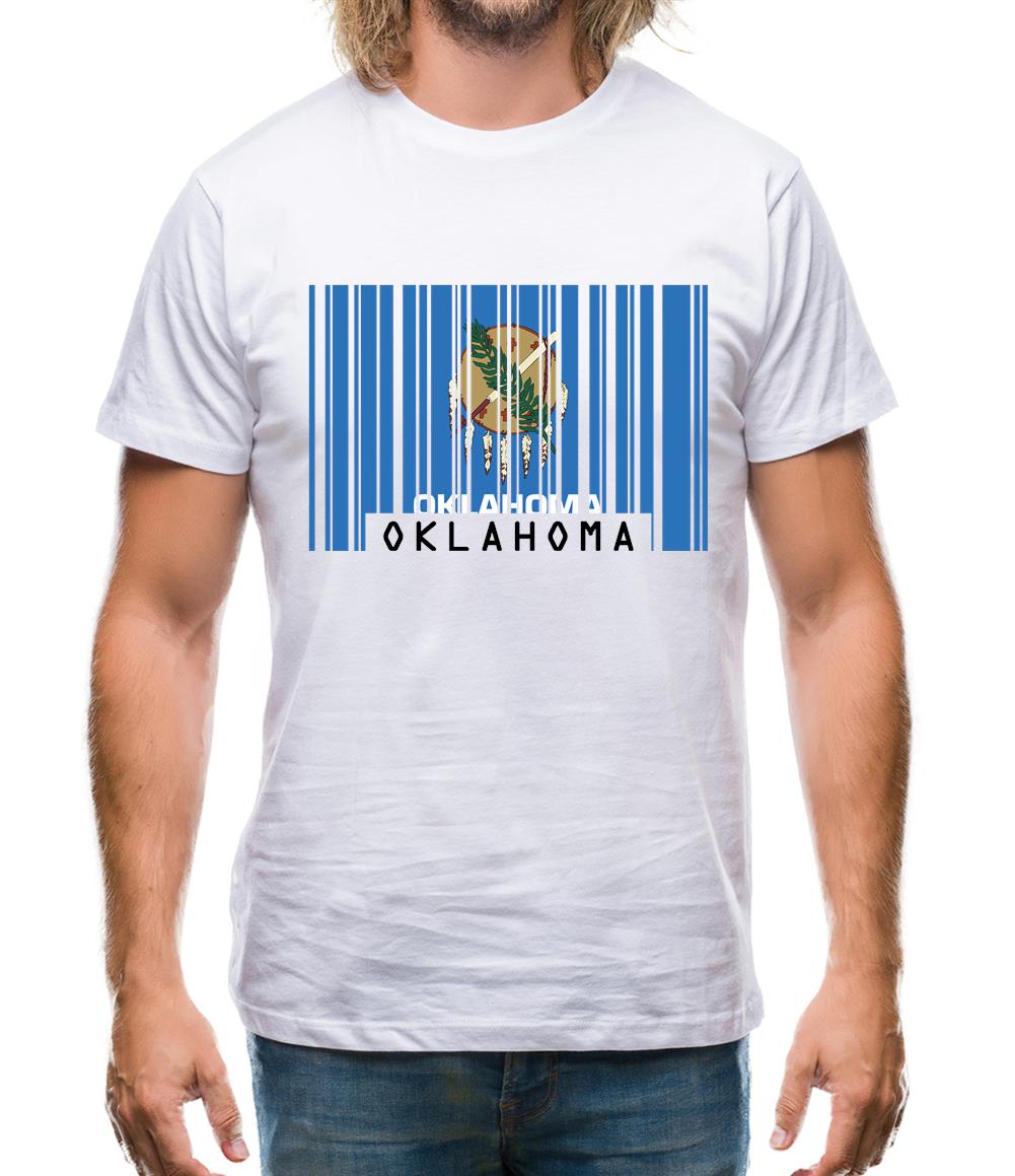 Oklahoma Barcode Style Flag Mens T-Shirt