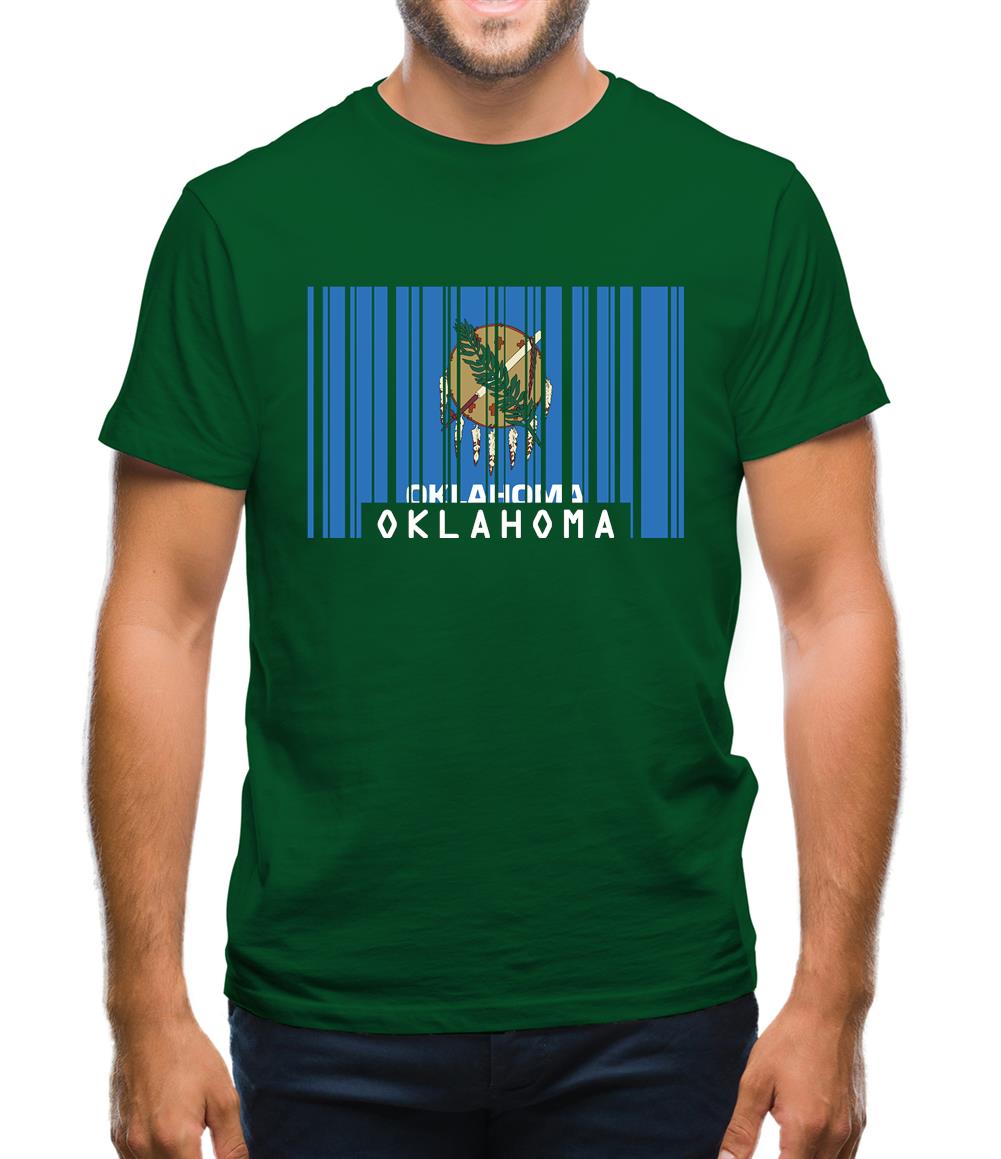 Oklahoma Barcode Style Flag Mens T-Shirt