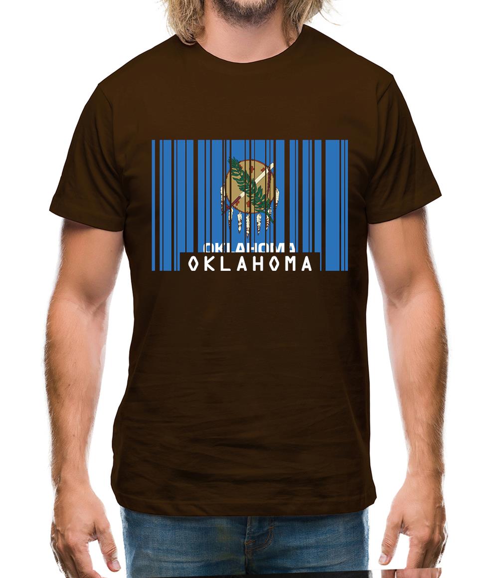 Oklahoma Barcode Style Flag Mens T-Shirt