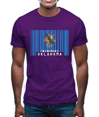 Oklahoma Barcode Style Flag Mens T-Shirt