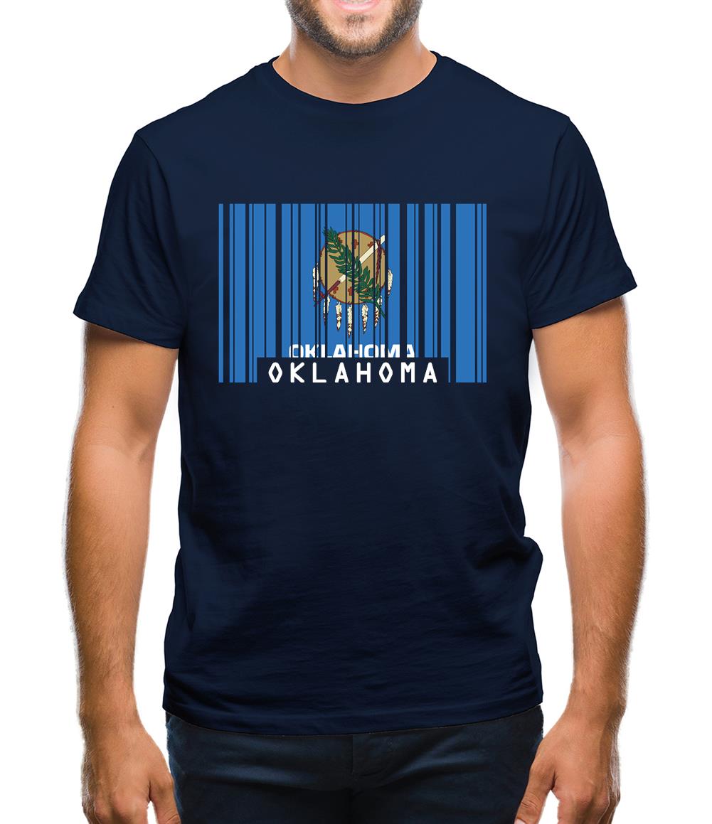 Oklahoma Barcode Style Flag Mens T-Shirt
