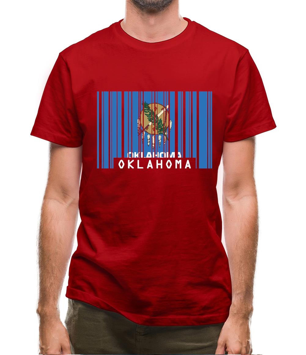 Oklahoma Barcode Style Flag Mens T-Shirt