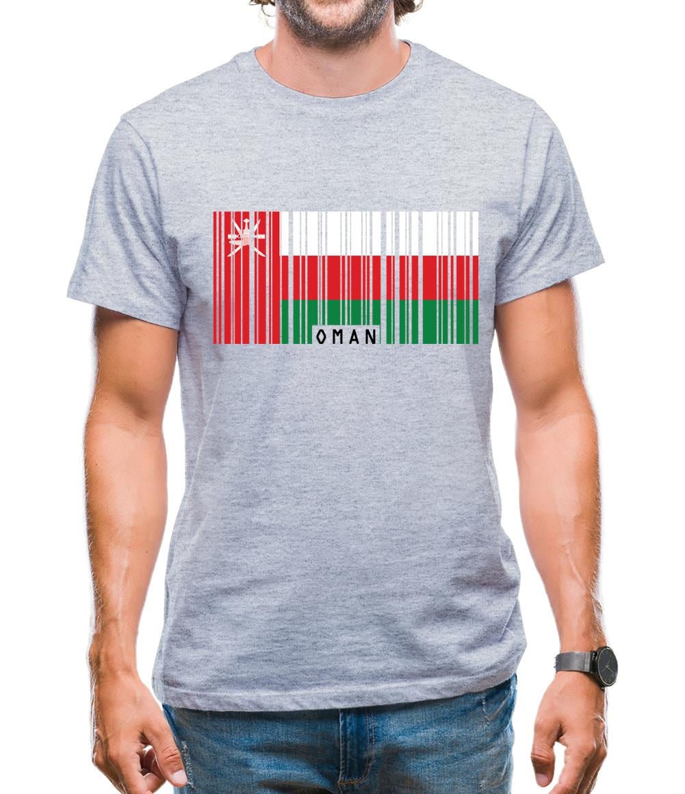 Oman Barcode Style Flag Mens T-Shirt