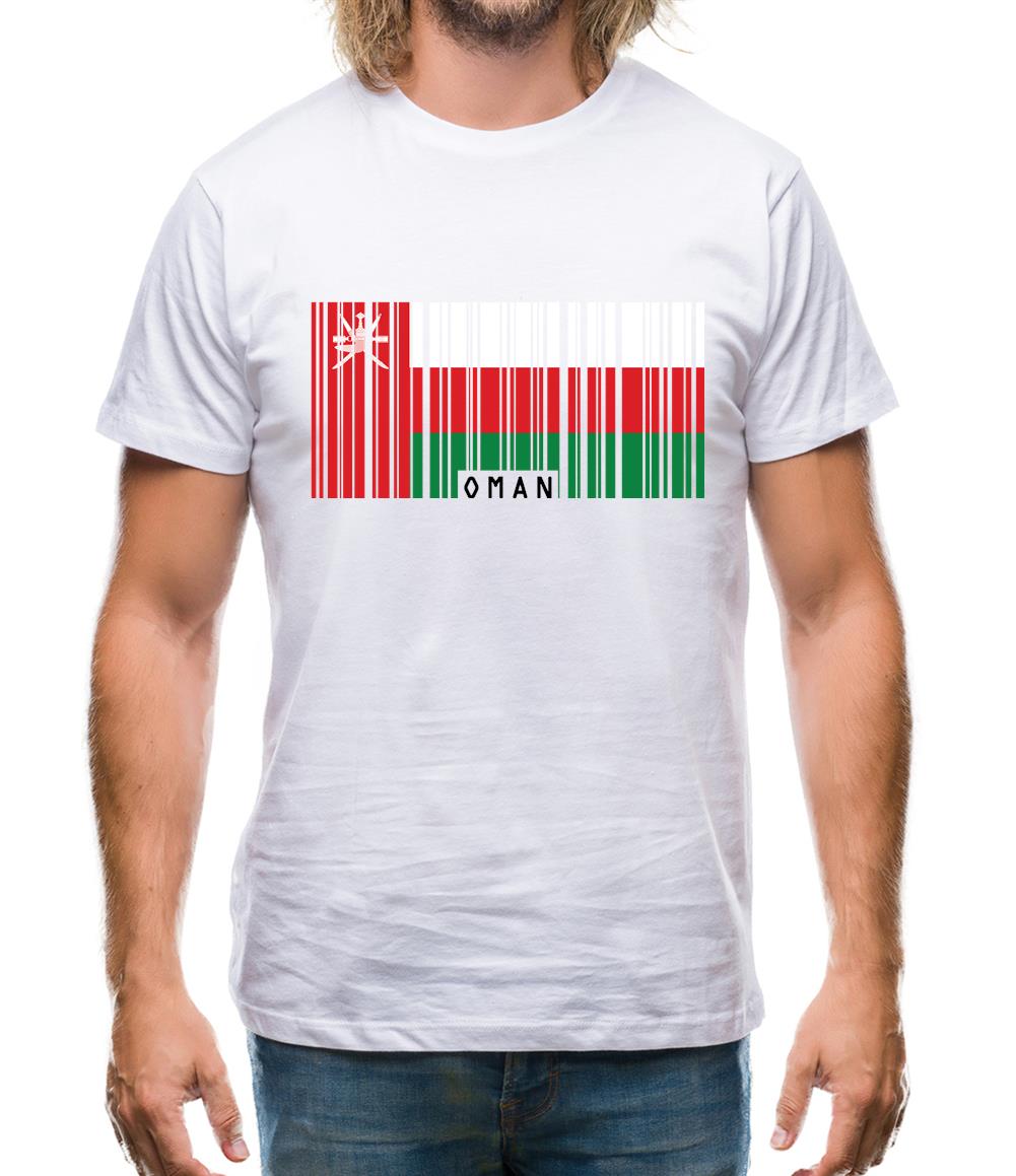 Oman Barcode Style Flag Mens T-Shirt