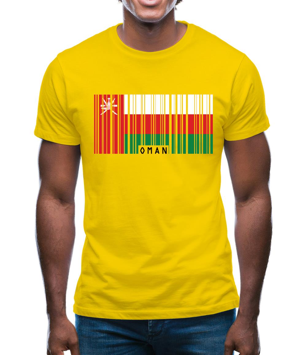 Oman Barcode Style Flag Mens T-Shirt