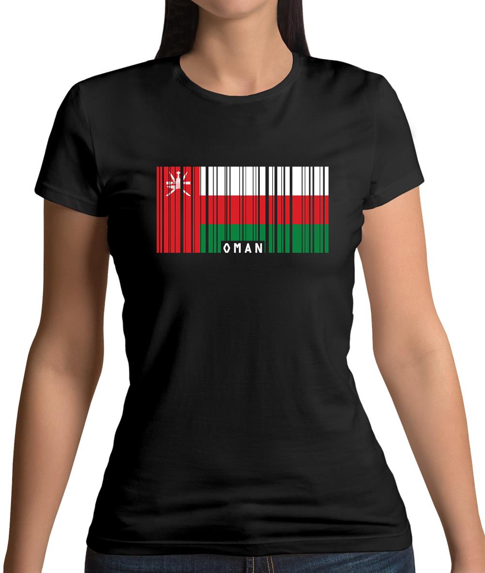 Oman Barcode Style Flag Womens T-Shirt