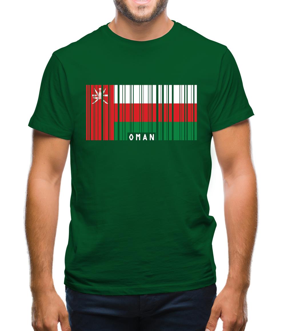 Oman Barcode Style Flag Mens T-Shirt