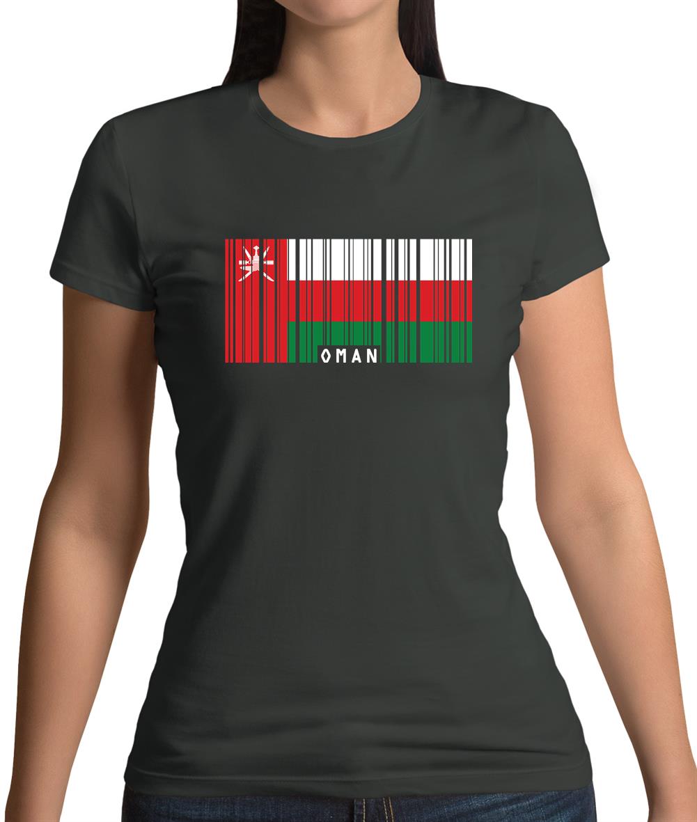 Oman Barcode Style Flag Womens T-Shirt