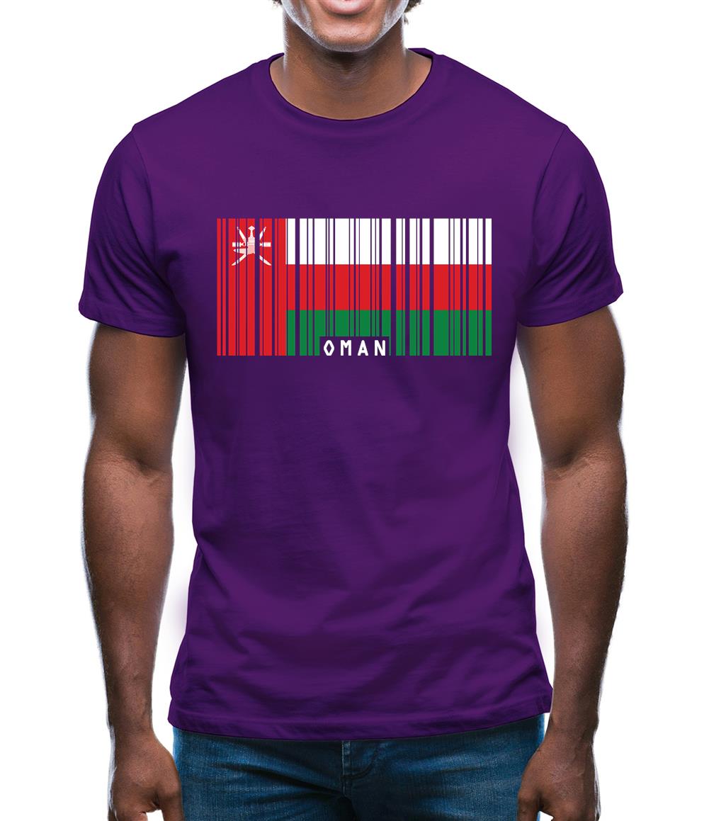 Oman Barcode Style Flag Mens T-Shirt