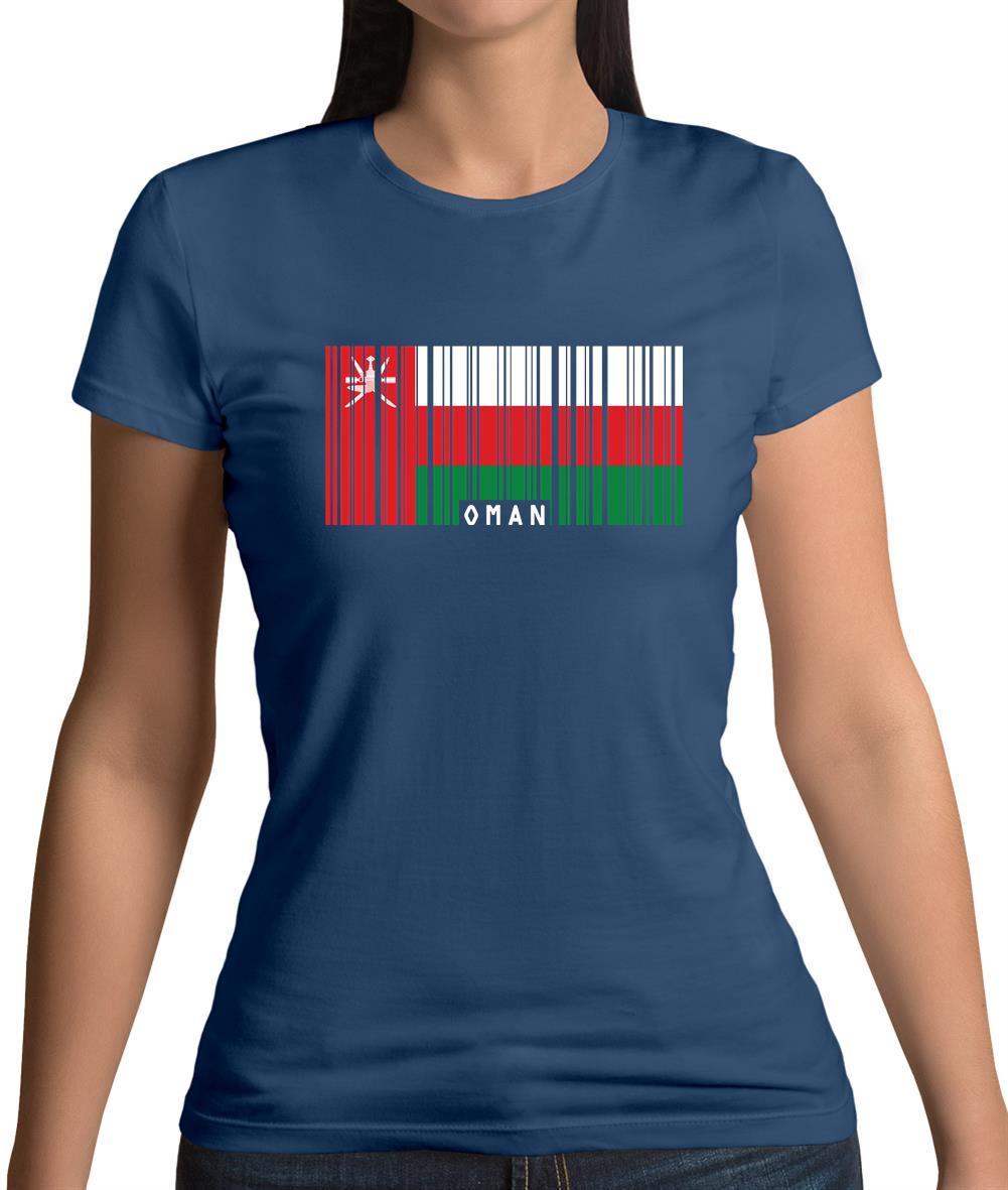 Oman Barcode Style Flag Womens T-Shirt