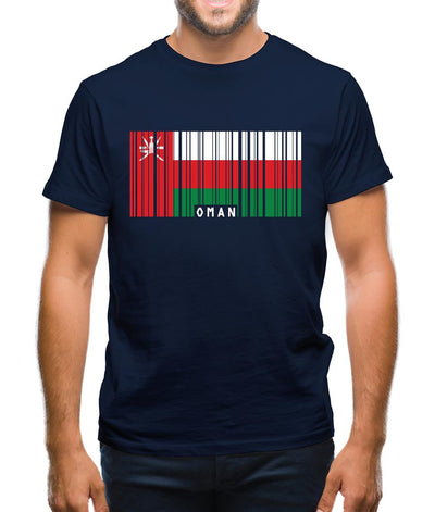 Oman Barcode Style Flag Mens T-Shirt