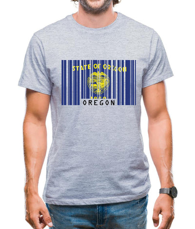 Oregon Barcode Style Flag Mens T-Shirt