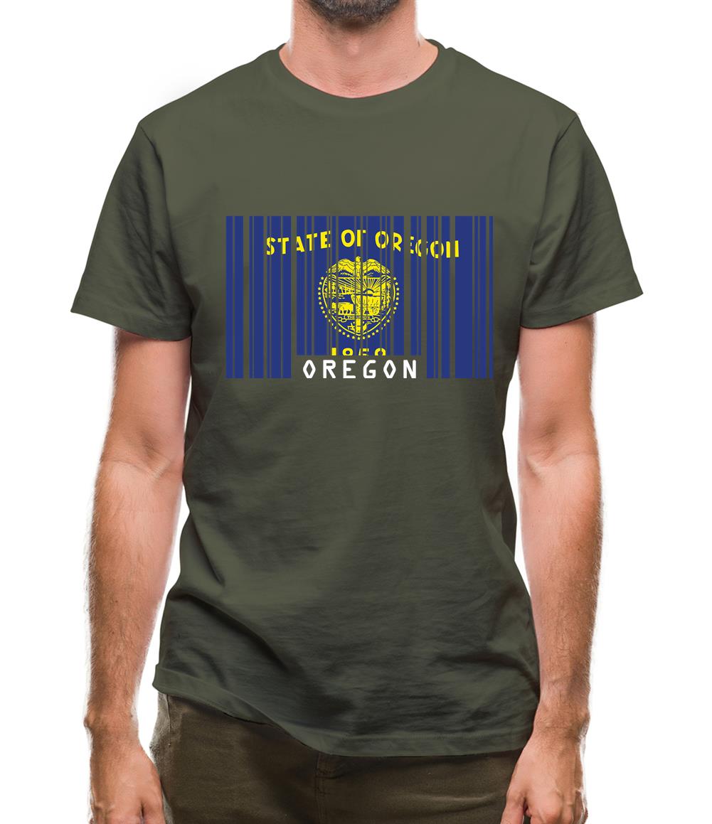 Oregon Barcode Style Flag Mens T-Shirt