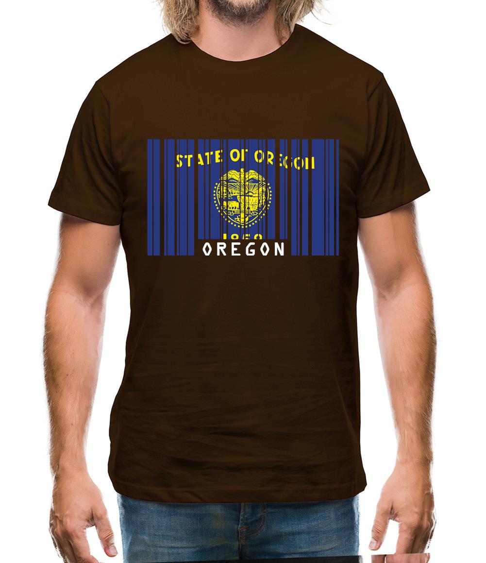 Oregon Barcode Style Flag Mens T-Shirt