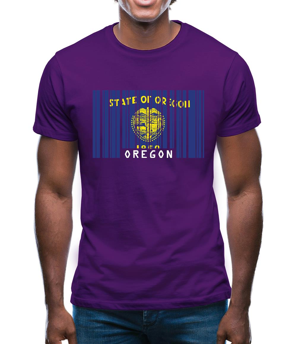 Oregon Barcode Style Flag Mens T-Shirt
