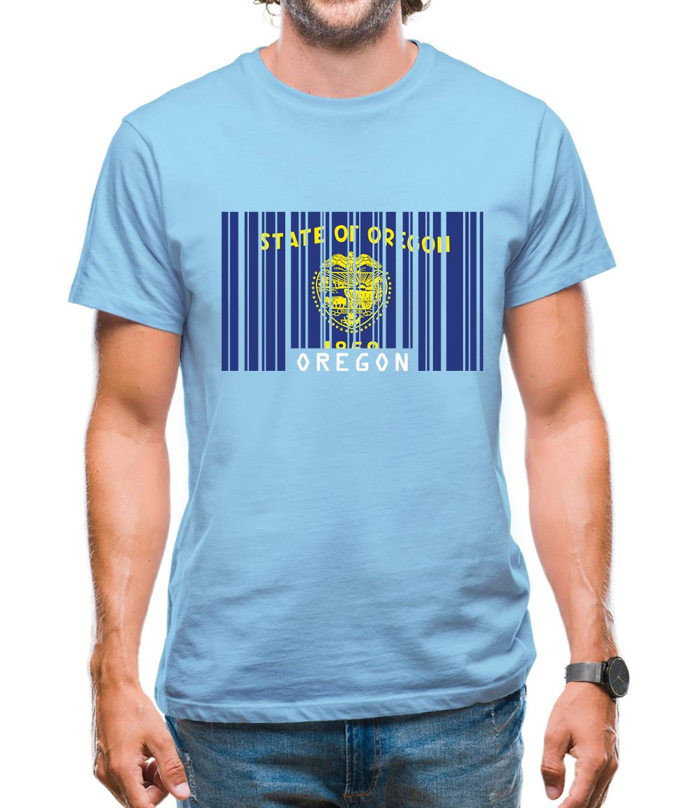 Oregon Barcode Style Flag Mens T-Shirt
