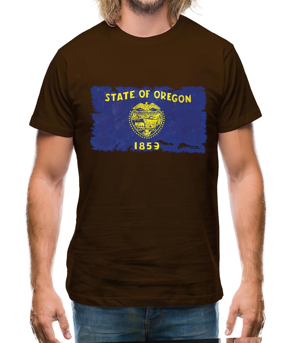 Oregon Grunge Style Flag Mens T-Shirt
