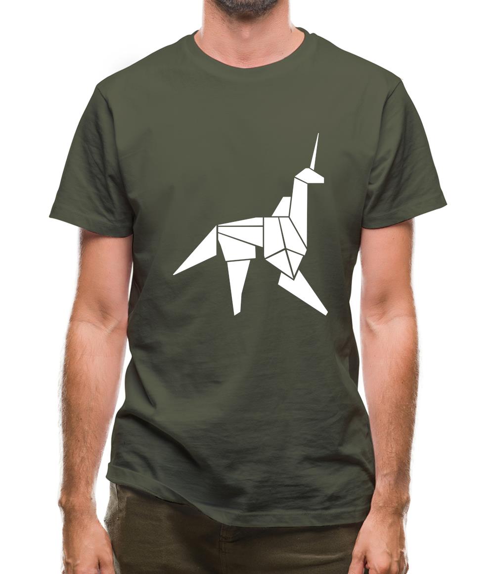 Origami Paper Unicorn Mens T-Shirt