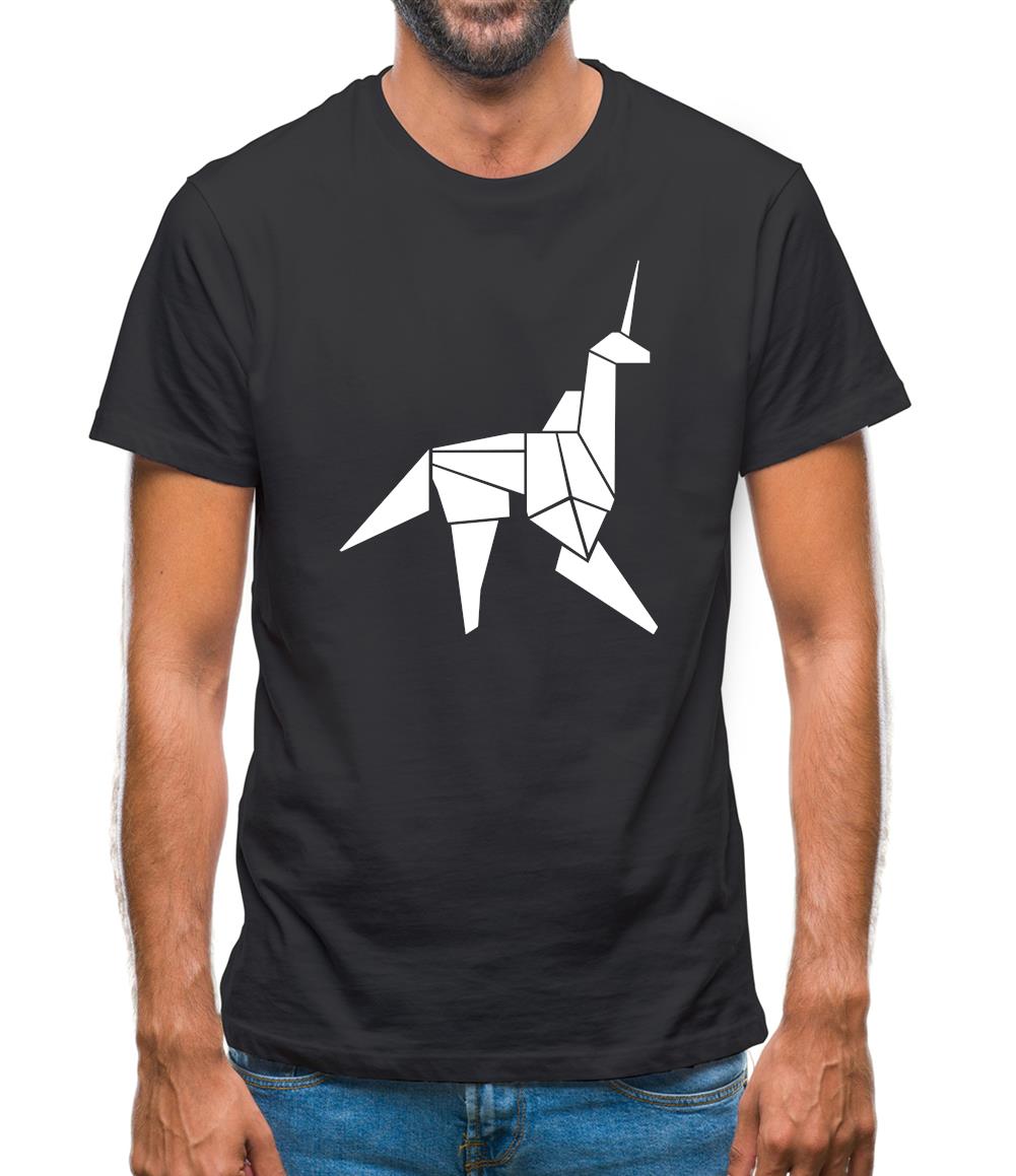 Origami Paper Unicorn Mens T-Shirt