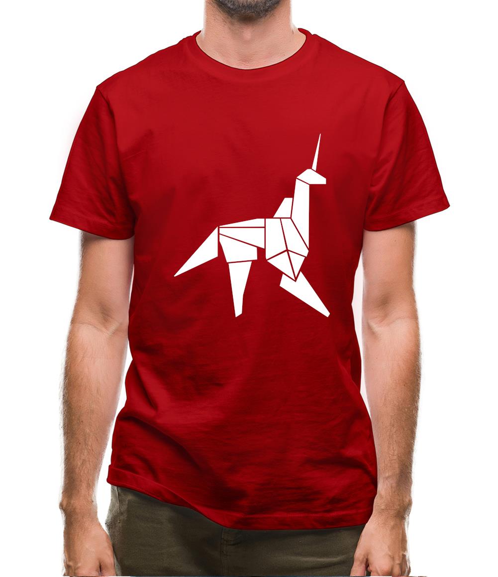 Origami Paper Unicorn Mens T-Shirt