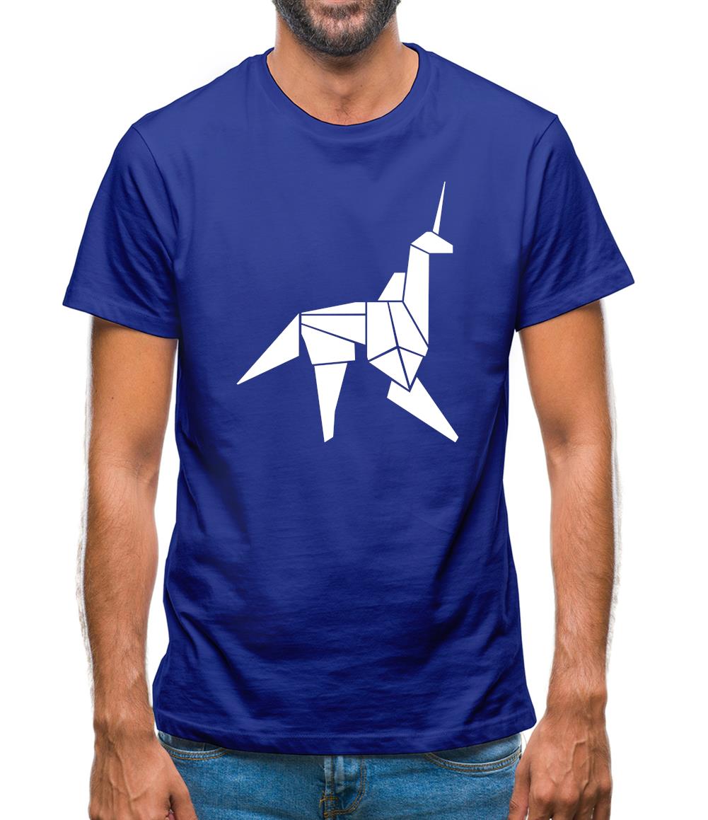 Origami Paper Unicorn Mens T-Shirt