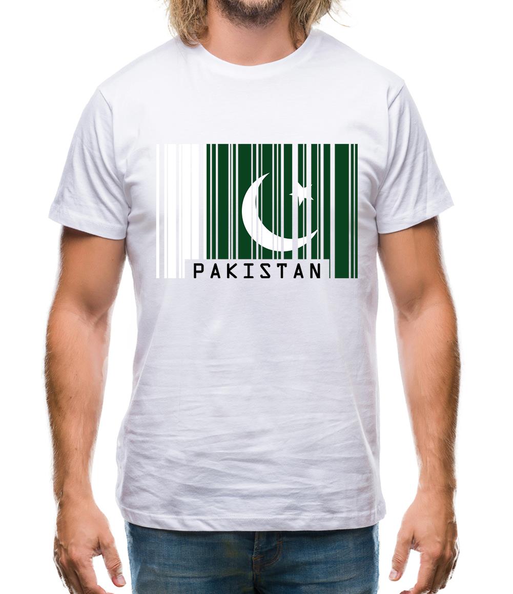 Pakistan Barcode Style Flag Mens T-Shirt