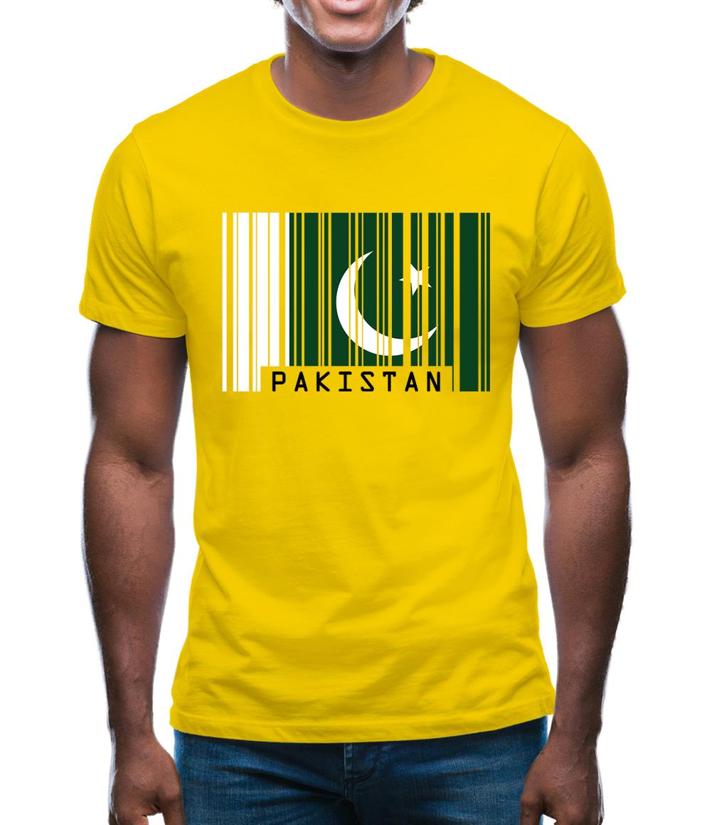 Pakistan Barcode Style Flag Mens T-Shirt